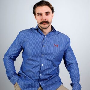 Camisa Regular Azul con Rayas