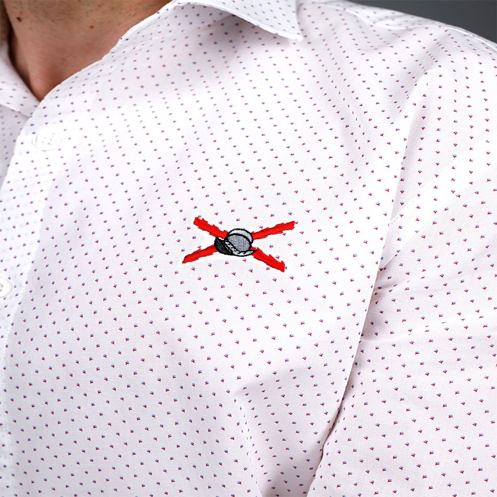 Camisa Regular Blanca con Estampado de Puntos