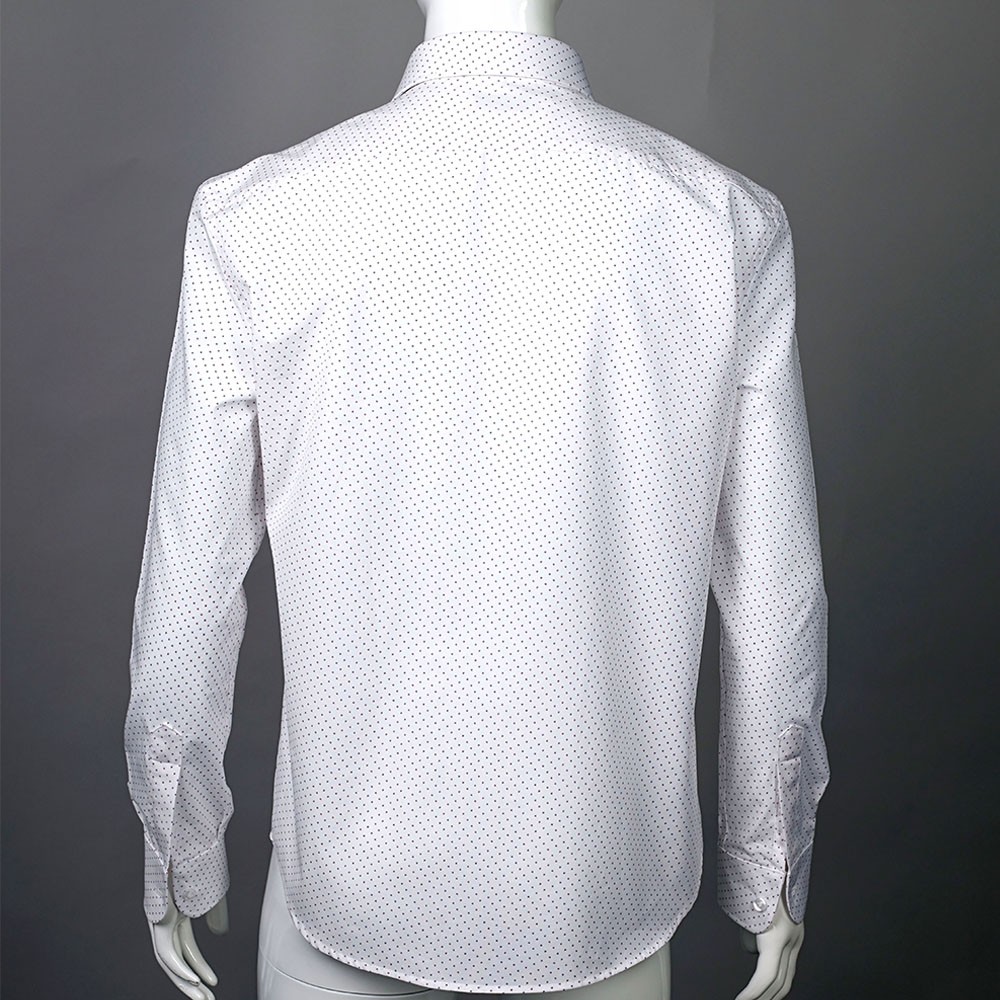 Camisa Regular Blanca con Estampado de Puntos