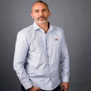 Camisa Regular con Rayas Bicolor